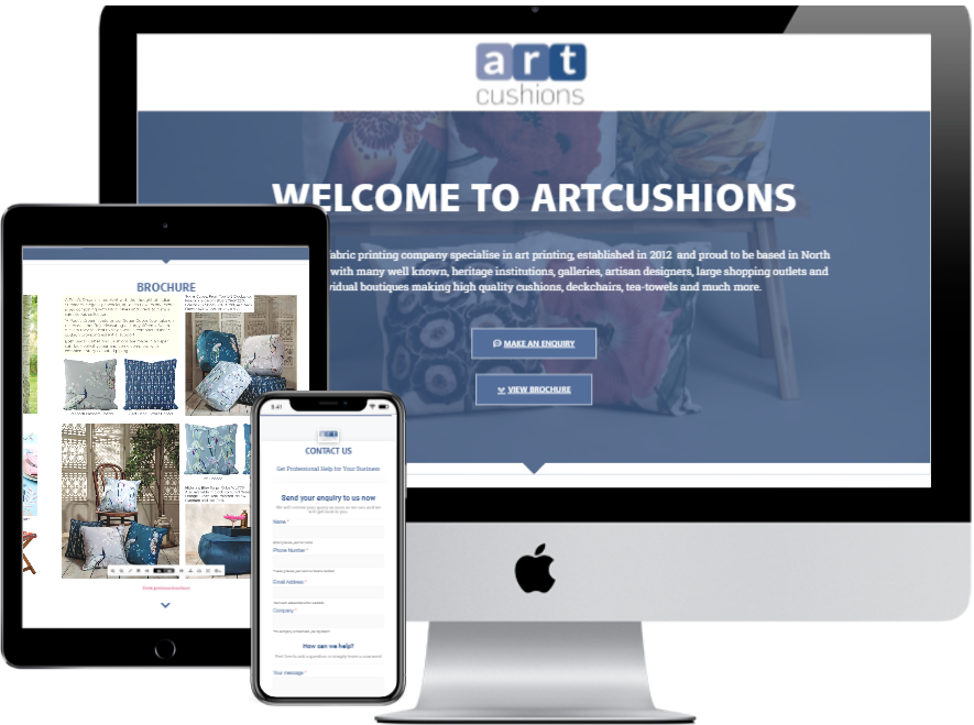 brochure design website - art cushions portfolio screenshot