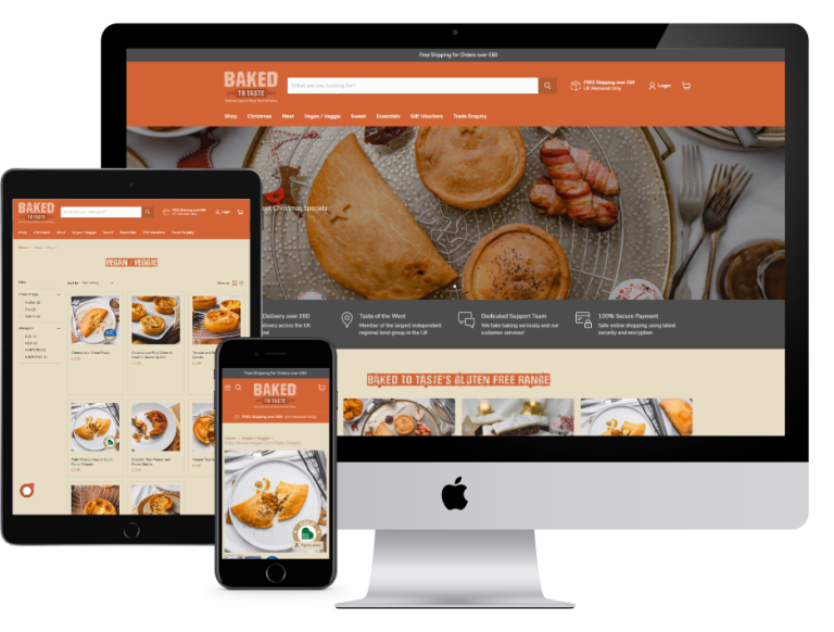 gluten free bakery website - baked to taste portfolio screenshot