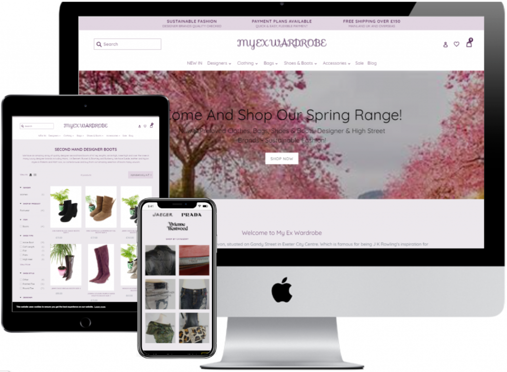 pre loved designer website - myexwardrobe portfolio screenshot